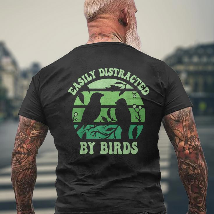 Vintage Easily Distracted By Birds Funny For Bird Watcher Gifts For Bird Lovers Funny Gifts Mens Back Print T-shirt Gifts for Old Men