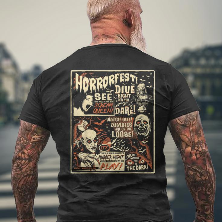 Vintage Horrorfest Poster Halloween Movie Old Time Horror Men's T-shirt Back Print Gifts for Old Men