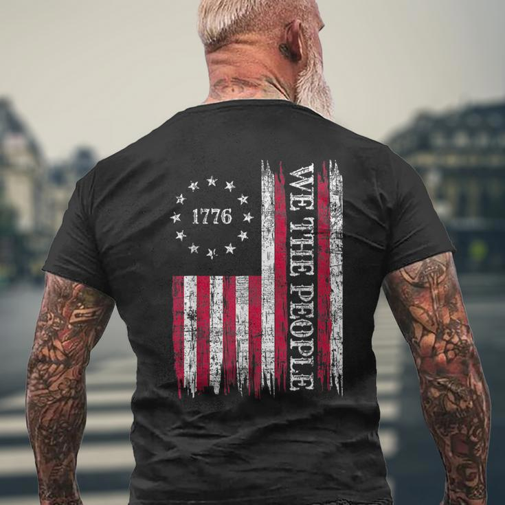Vintage Old American Flag Patriotic 1776 We The People Usa Patriotic Funny Gifts Mens Back Print T-shirt Gifts for Old Men
