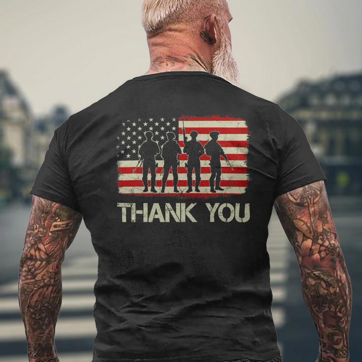 Vintage Old American Flag Patriotic Thank You Veterans 292 Mens Back Print T-shirt Gifts for Old Men