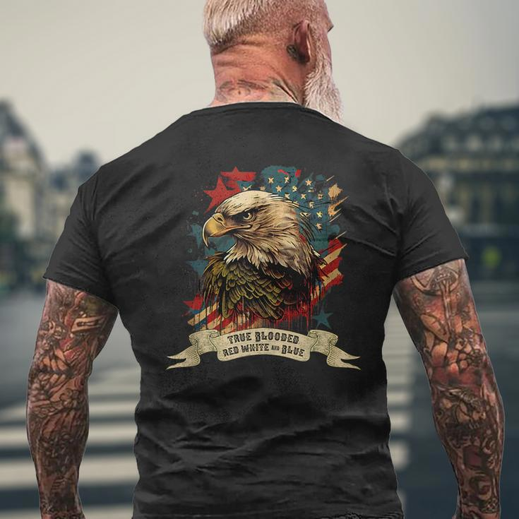 Vintage Patriotic Bald Eagle Mens Back Print T-shirt Gifts for Old Men