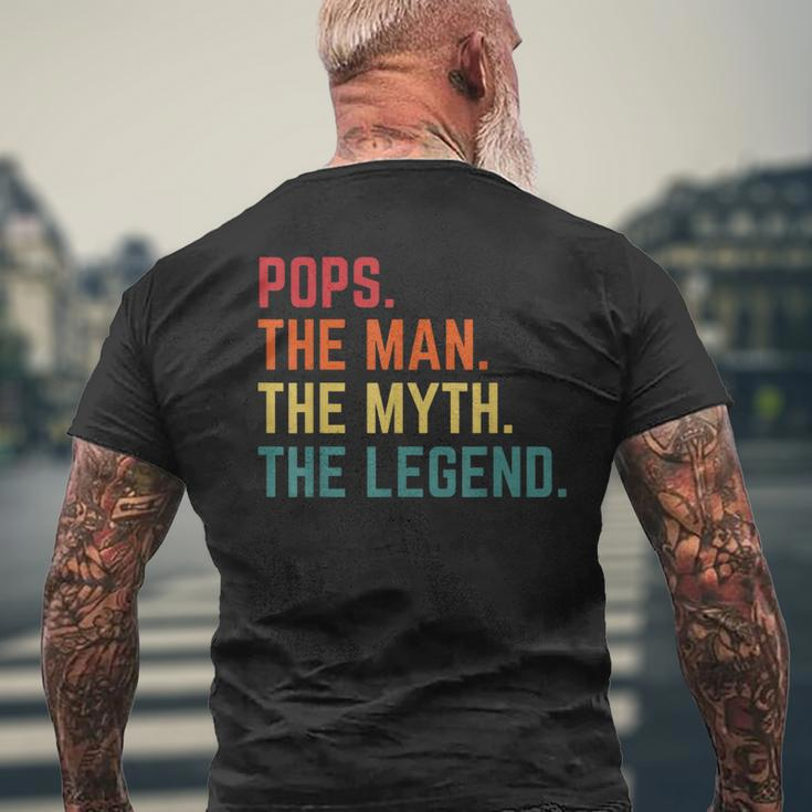 Vintage Pops Man Myth Legend Daddy Grandpa Fathers Day Mens Back Print T-shirt Gifts for Old Men