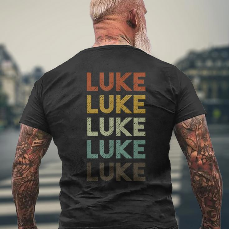 Vintage Retro Luke First Name Mens Back Print T-shirt Gifts for Old Men