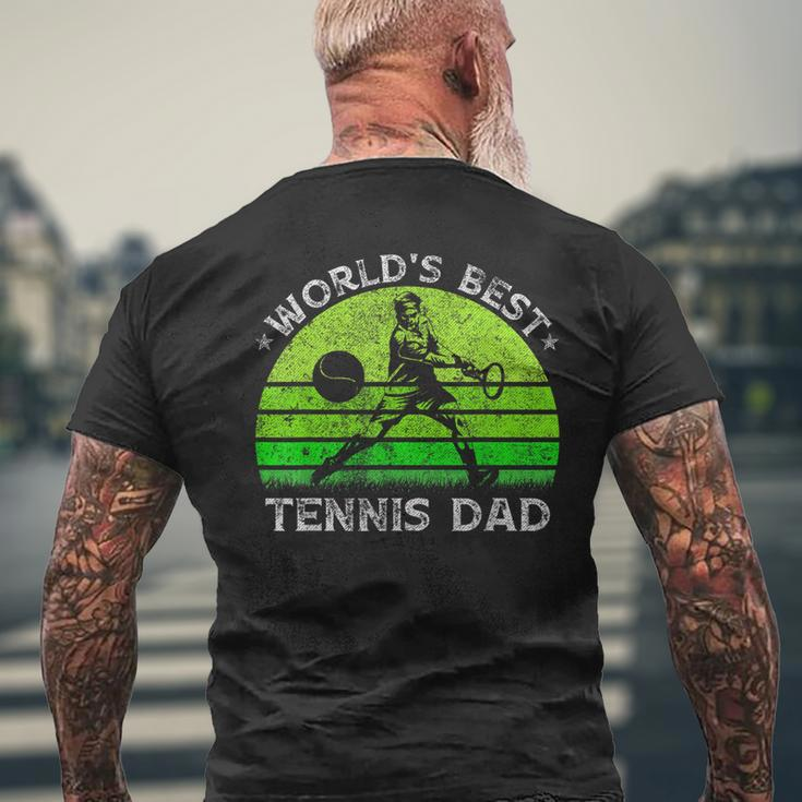 Vintage Retro Worlds Best Tennis Dad Silhouette Sunset Men's Back Print T-shirt Gifts for Old Men
