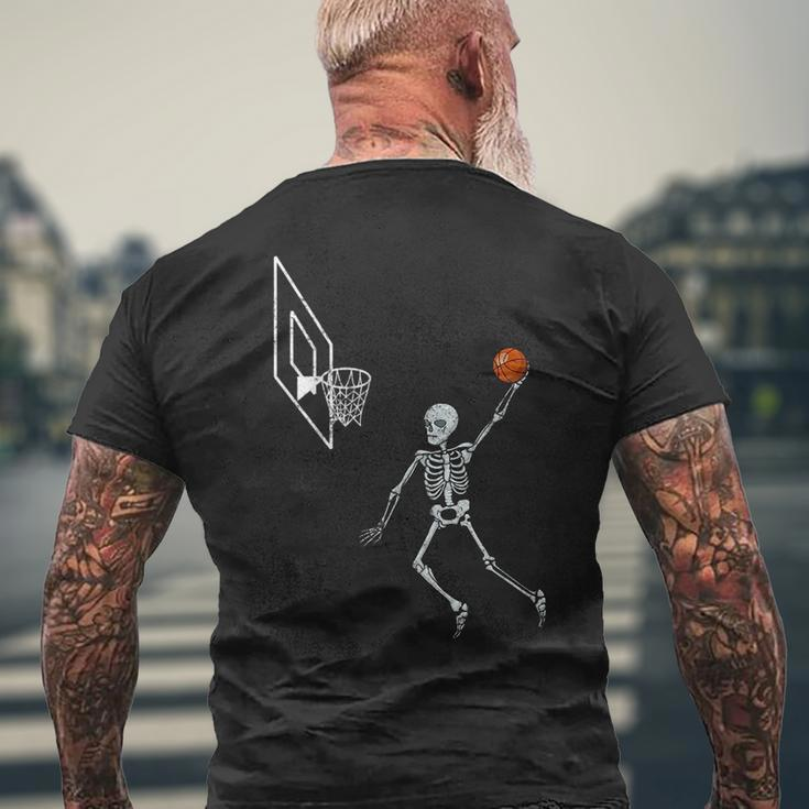 Vintage Skeleton Basketball Player Dunking Hoop Halloween Basketball Funny Gifts Mens Back Print T-shirt Gifts for Old Men