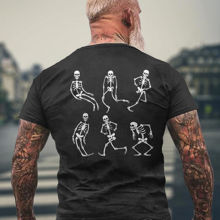 Vintage Skeletons Cartoon Dancing Halloween Party Dancing Funny Gifts Mens Back Print T-shirt Gifts for Old Men