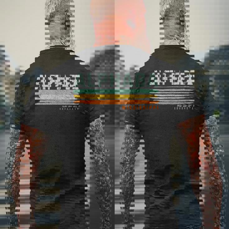 Vintage Stripes Alphaba Ms Men's T-shirt Back Print Gifts for Old Men Vintage Stripes Alphaba Ms Men's T-shirt Back Print Gifts for Old Men