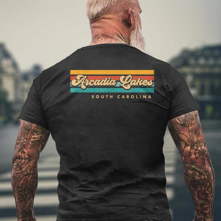 Vintage Sunset Stripes Arcadia Lakes South Carolina Men's T-shirt Back Print Gifts for Old Men