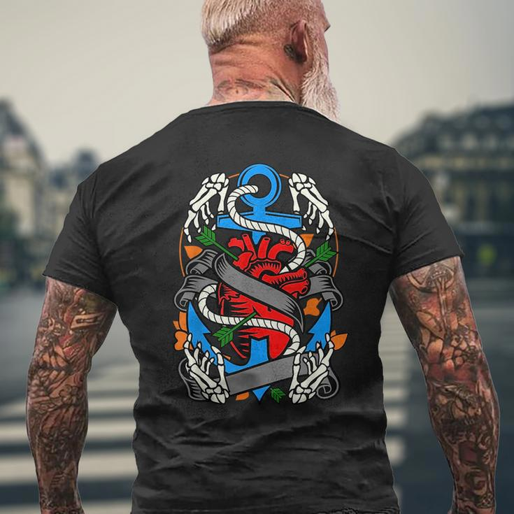 Vintage Tattoo Heart And Anchor Tattoo Artists Gift Mens Back Print T-shirt Gifts for Old Men