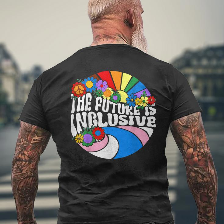 Vintage The Future Is Inclusive Lgbt Gay Rights Pride Mens Back Print T-shirt Gifts for Old Men