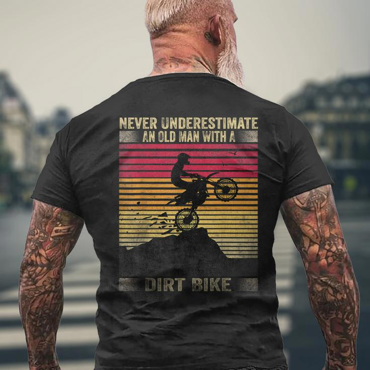 Vintage Never Underestimate An Old Man With A Dirt Bike Men's T-shirt Back Print Gifts for Old Men