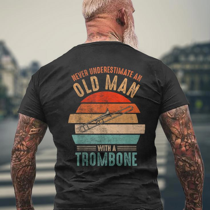 Vintage Never Underestimate An Old Man With A Trombone Men's T-shirt Back Print Gifts for Old Men