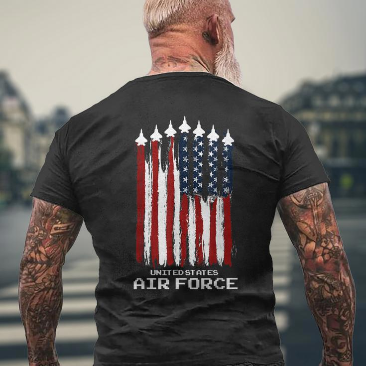Vintage Us Air Force Veterans Usa American Flag 4Th Of July Men's T-shirt Back Print Gifts for Old Men