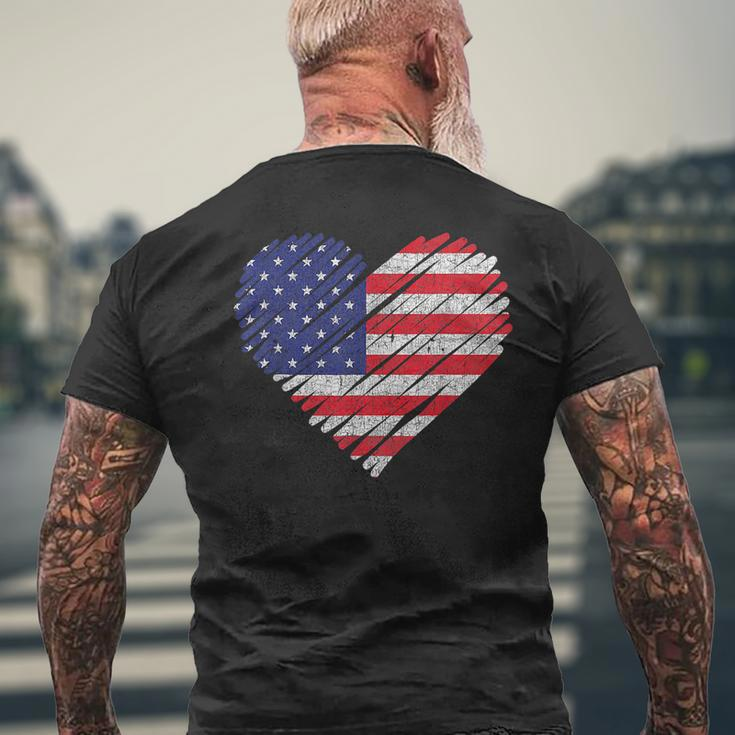 Vintage Usa Flag 4Th Of July Heart American Patriotic Mens Back Print T-shirt Gifts for Old Men