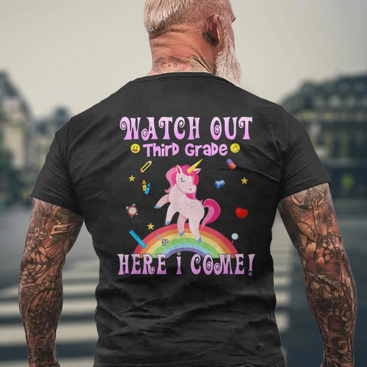 Watch Out Third Grade Here I Come Third Grade Men's Back Print T-shirt Gifts for Old Men