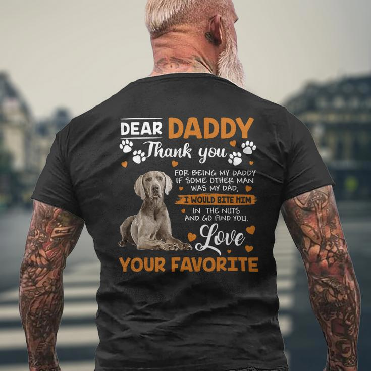 Weimaraner Dog Dear Daddy Thank You For Being My Daddy Mens Back Print T-shirt Gifts for Old Men