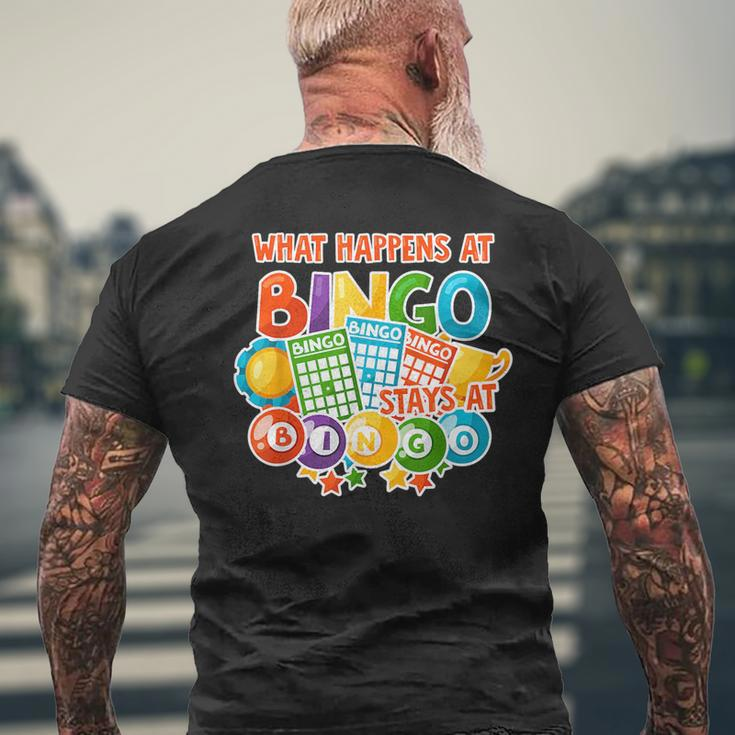 What Happens At Bingo Stays At Bingo Funny Bingo Colorful Mens Back Print T-shirt Gifts for Old Men