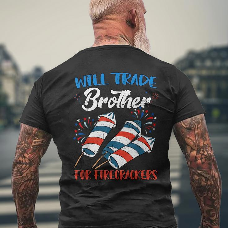 Will Trade Brother For Firecrackers 4Th Of July Boys Kids Mens Back Print T-shirt Gifts for Old Men