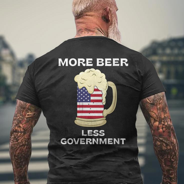 Womens More Beer Less Government Patriotic July 4Th American Flag Mens Back Print T-shirt Gifts for Old Men
