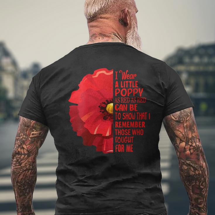 Womens Veterans Day Lest We Forget Red Poppy Flower Usa Memorial Mens Back Print T-shirt Gifts for Old Men