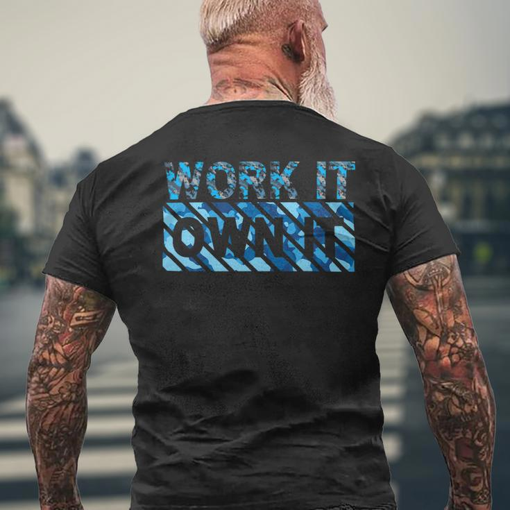 Work It Own It Gym Bodybuilding Fitness Training Running Mens Back Print T-shirt Gifts for Old Men