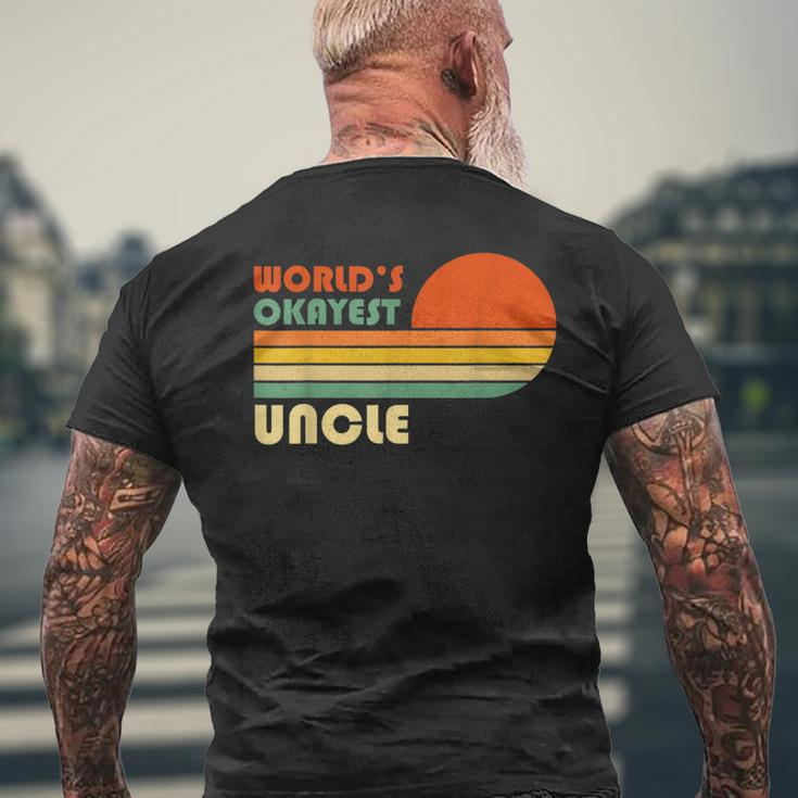 Worlds Okayest Uncle - Funny Retro Vintage Mens Back Print T-shirt Gifts for Old Men