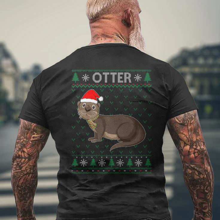 Xmas Otter Ugly Christmas Sweater Party Men's T-shirt Back Print Gifts for Old Men