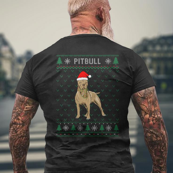 Xmas Pitbull Dog Ugly Christmas Sweater Party Men's T-shirt Back Print Gifts for Old Men