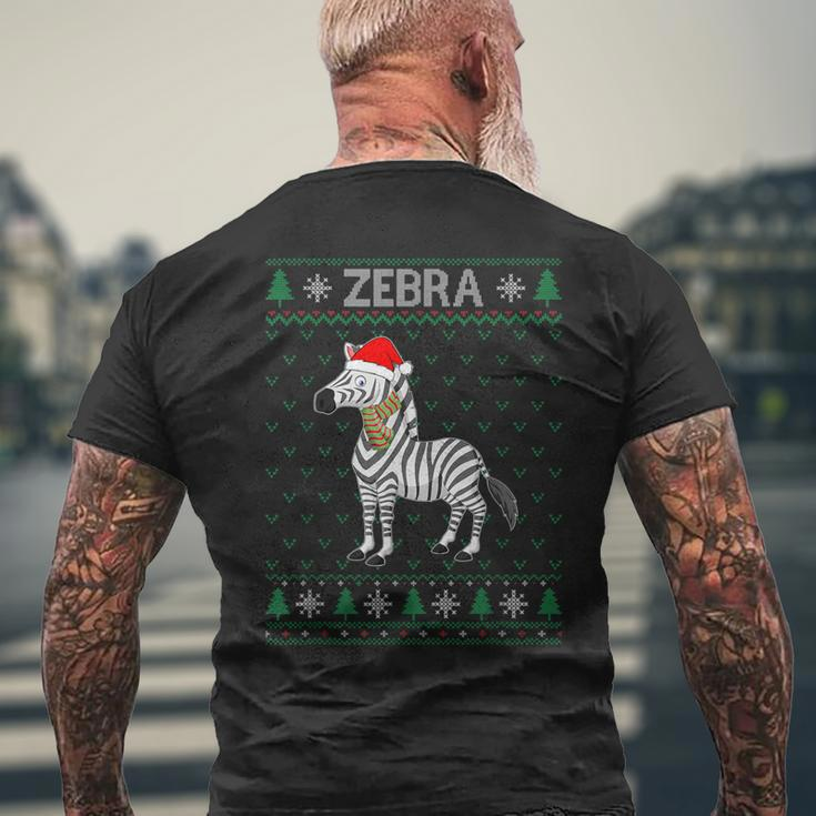Xmas Zebra Ugly Christmas Sweater Party Men's T-shirt Back Print Gifts for Old Men