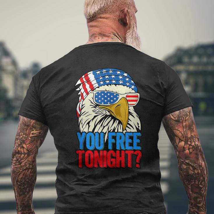 You Free Tonight Bald Eagle Mullet 4Th Of July Us Flag Retro Mens Back Print T-shirt Gifts for Old Men
