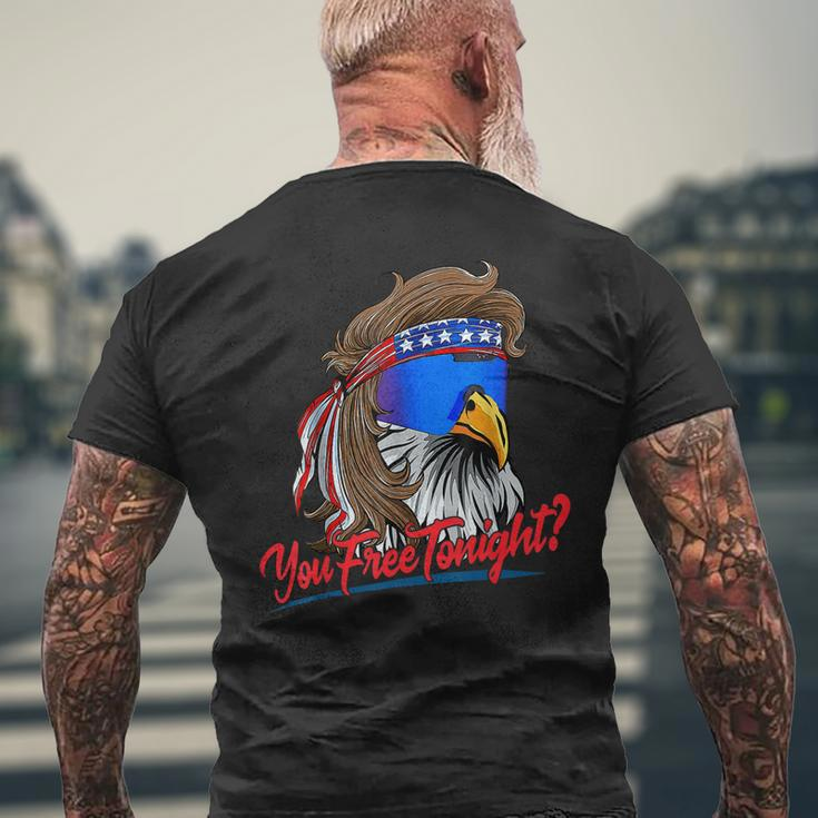 You Free Tonight Funny 4Th Of July Bald Eagle American Flag Mens Back Print T-shirt Gifts for Old Men
