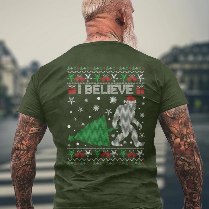 I Believe Big Foot Sasquatch Ugly Christmas Holiday Men's T-shirt Back Print Gifts for Old Men