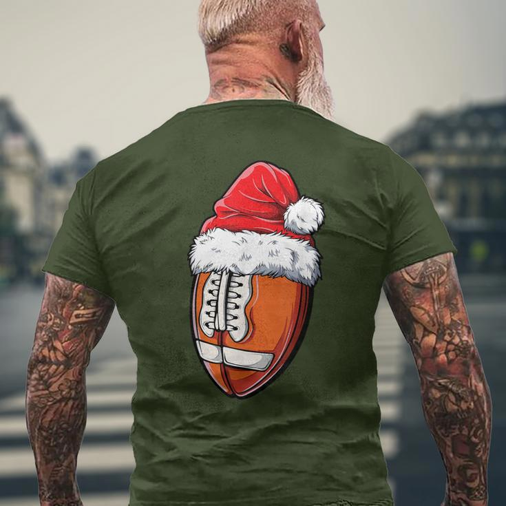 Christmas Football Ball Santa Hat Xmas Boys Team Sport Men's T-shirt Back Print Gifts for Old Men