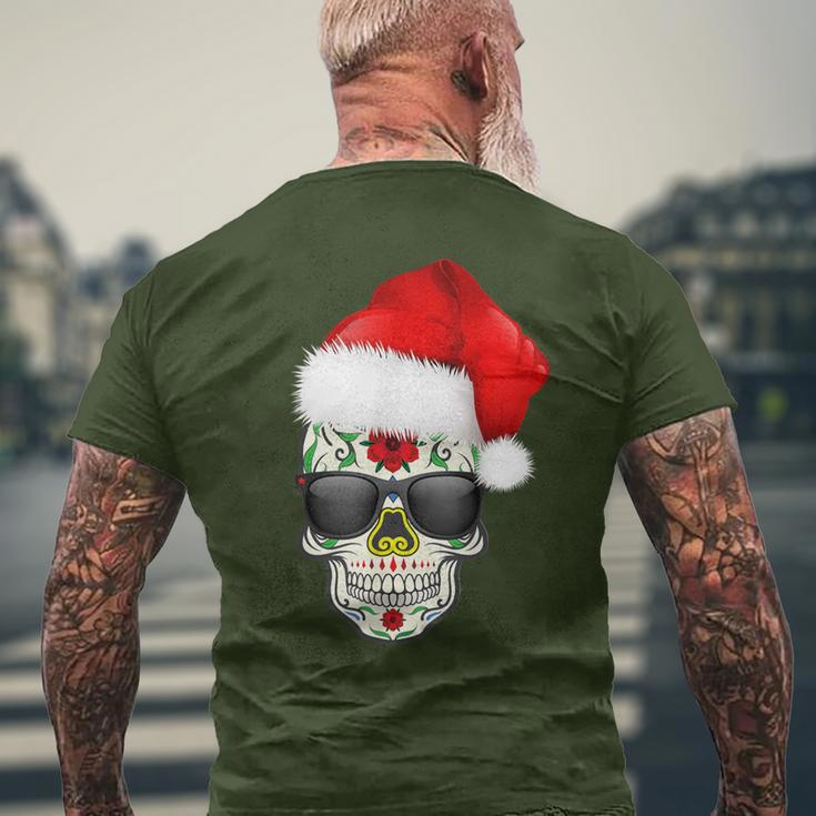 Christmas Hat Santa Day Of The Dead Sugar Skull Party Men's T-shirt Back Print Gifts for Old Men