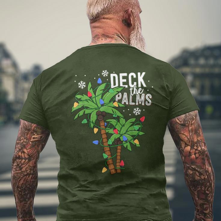 Deck The Palms Tropical Hawaii Christmas Palm Tree Lights Men's T-shirt Back Print Gifts for Old Men