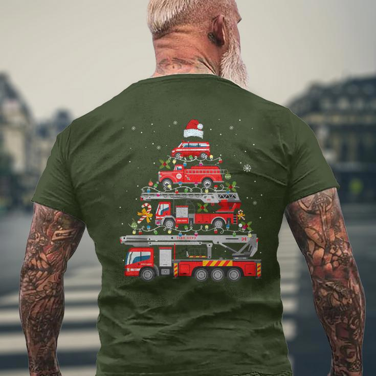 Firefighter Fire Truck Christmas Tree Lights Santa Fireman Men's T-shirt Back Print Gifts for Old Men