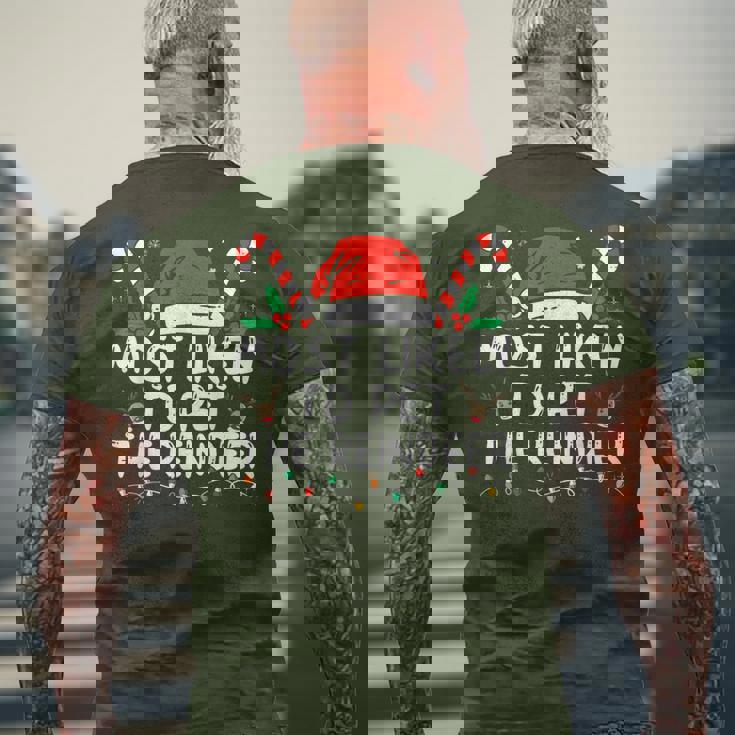 Christmas Most Likely To Pet The Reindeer Men's T-shirt Back Print Gifts for Old Men