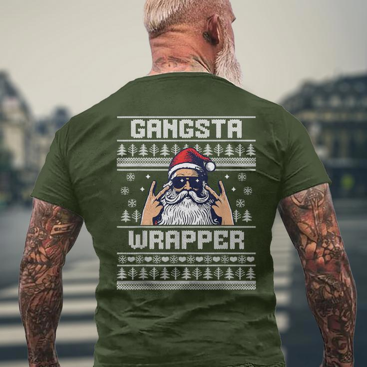 Gangsta Wrapper Santa Claus Ugly Christmas Sweater Men's T-shirt Back Print Gifts for Old Men