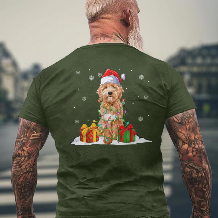 Goldendoodle Santa Christmas Tree Lights Xmas Pajama Dogs Men's T-shirt Back Print Gifts for Old Men