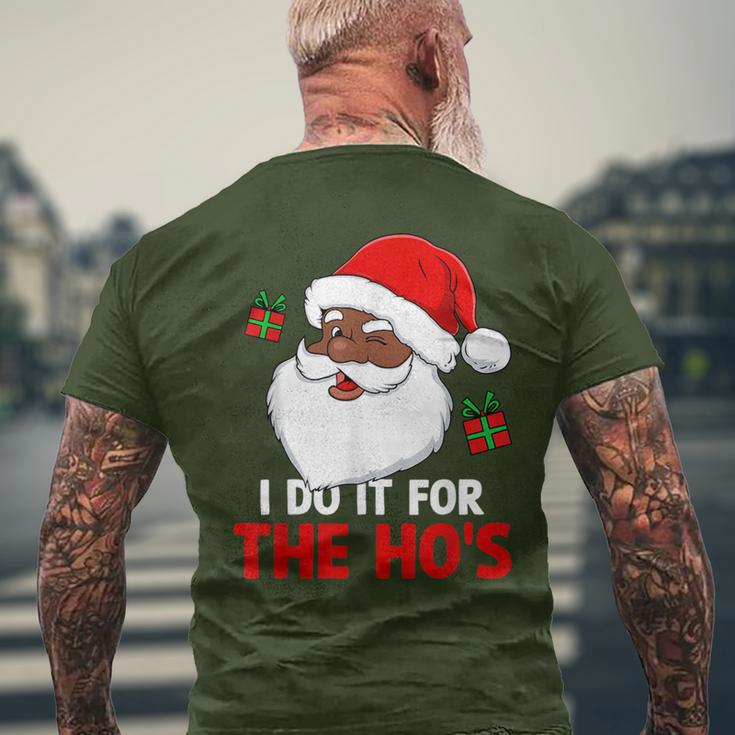 I Do It For The Ho's Santa Christmas Pajama Black Xmas Men's T-shirt Back Print Gifts for Old Men