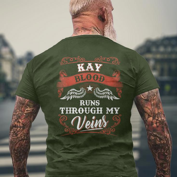 Kay Blood Runs Through My Veins Family Christmas Men's T-shirt Back Print Gifts for Old Men
