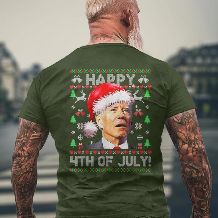 Merry Christmas Joe Biden Happy 4Th Of July Ugly Xmas Men's T-shirt Back Print Gifts for Old Men