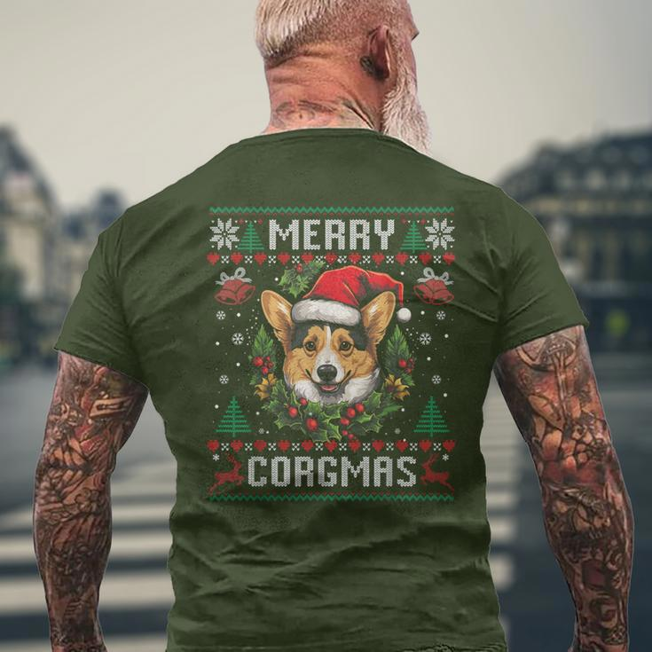 Merry Corgmas Ugly Sweater Corgi Christmas Dog Lover Men's T-shirt Back Print Gifts for Old Men