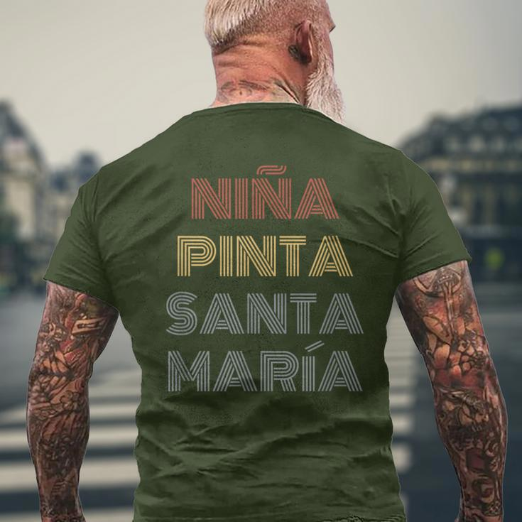 Niña Pinta Santa Maria History Christopher Columbus Day Men's T-shirt Back Print Gifts for Old Men