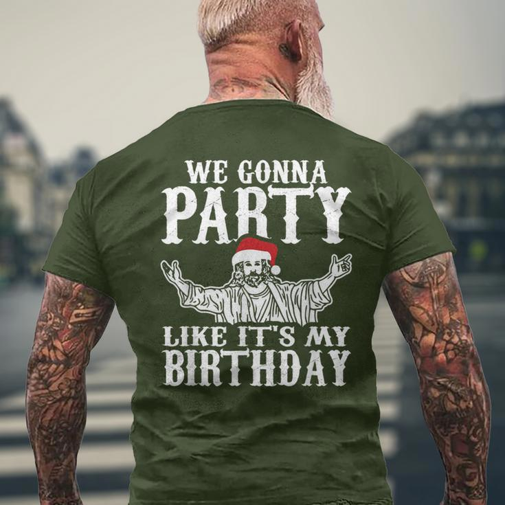 Party Like Its My Birthday Jesus Christmas Men's T-shirt Back Print Gifts for Old Men