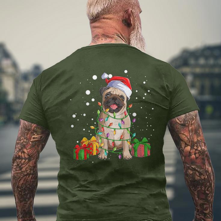 Pug Christmas Tree Lights Santa Dog Xmas Boys Pugmas Men's T-shirt Back Print Gifts for Old Men