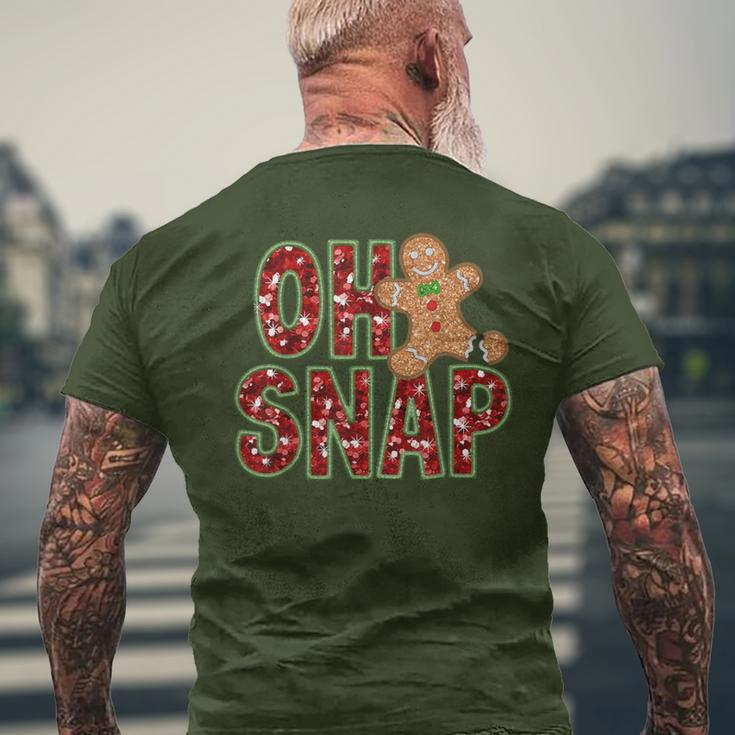 Red Cheerful Sparkly Oh Snap Gingerbread Christmas Cute Xmas Men's T-shirt Back Print Gifts for Old Men