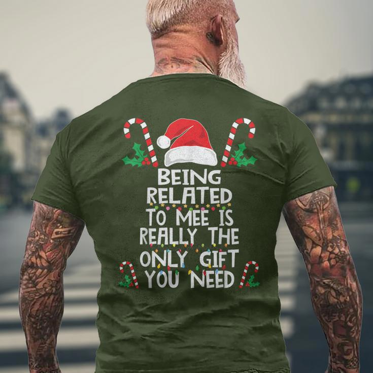 Being Related To Me Christmas Pajama Family Xmas Holiday Men's T-shirt Back Print Gifts for Old Men