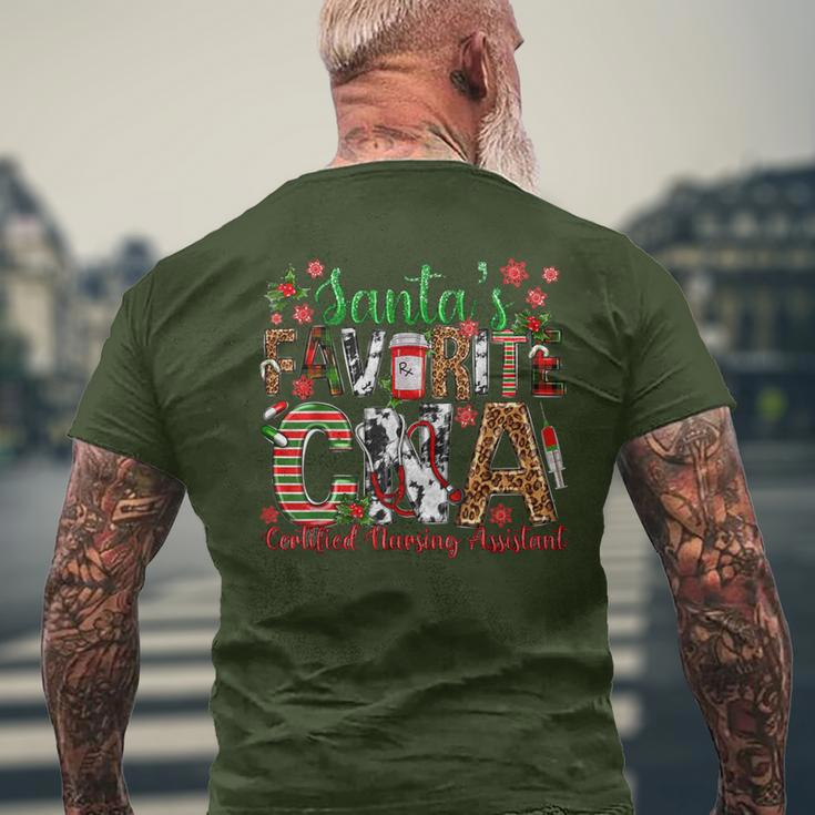 Santa's Favorite Cna Certified Nursing Assistant Christmas Men's T-shirt Back Print Gifts for Old Men