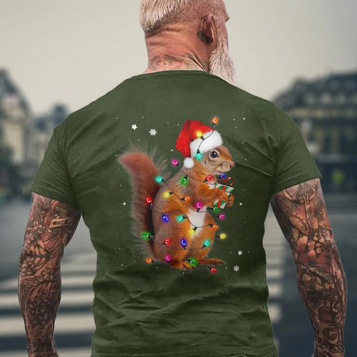 Squirrel Christmas Hat Santa Pajama Squirrels Lover Xmas Men's T-shirt Back Print Gifts for Old Men